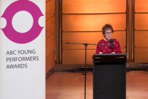 ABC Classic FM announcer Margaret Throsby compering for the ABC Young Performers Awards.
